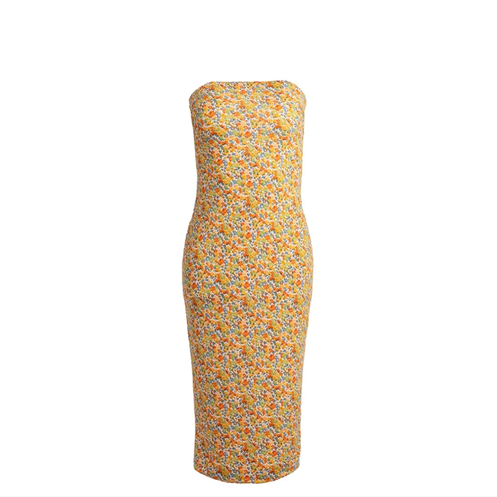 Floral tube strapless dress